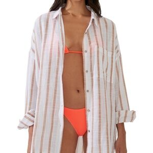 Cotton on Women's Striped Swing Beach Cover up Shirt - Multi